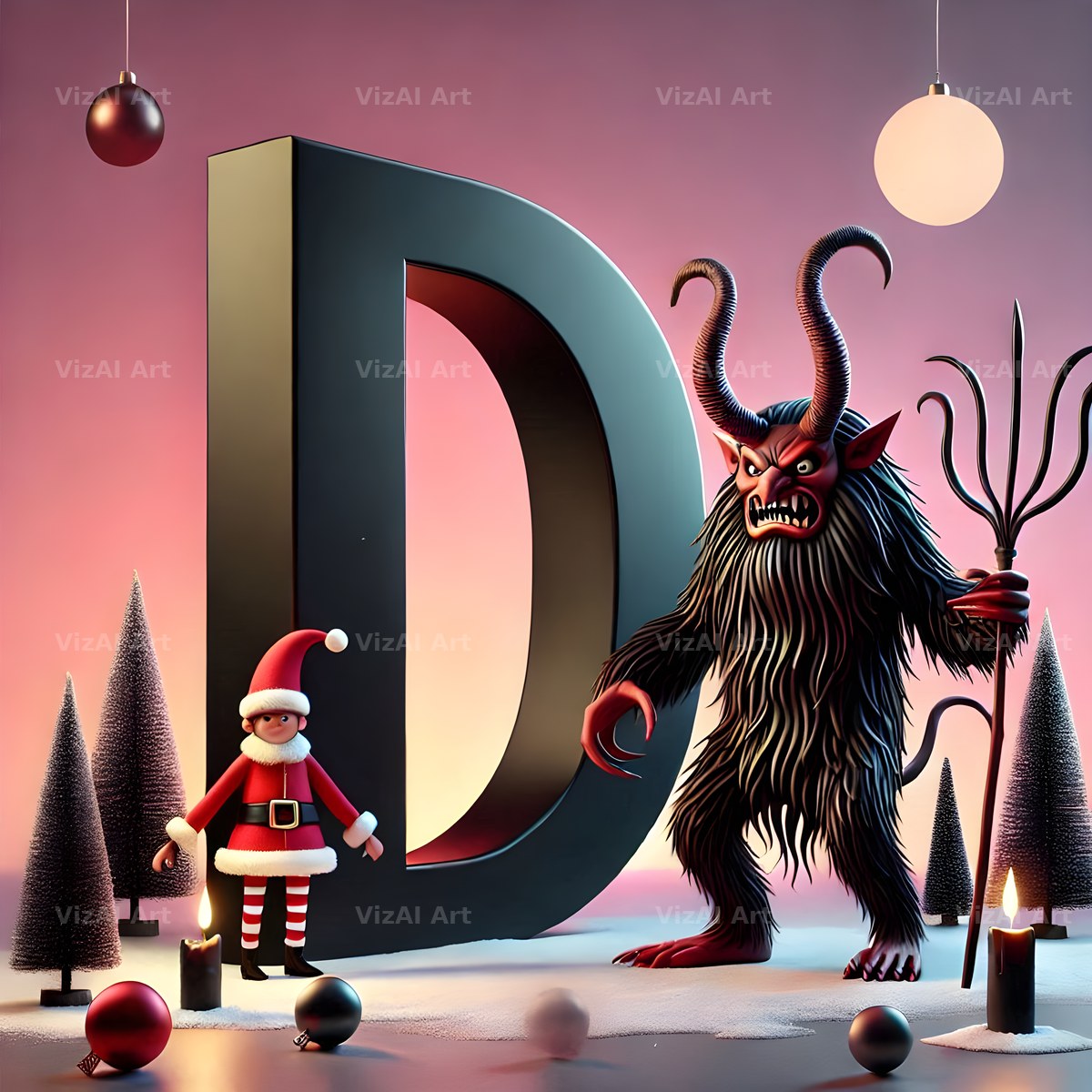 Krampus alphabet letter D
