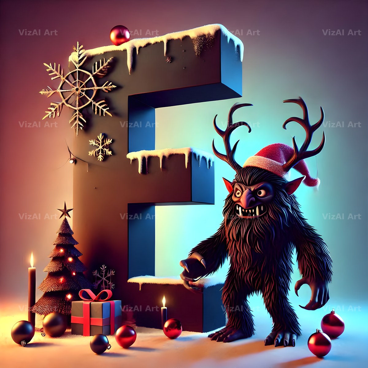 Krampus alphabet letter E