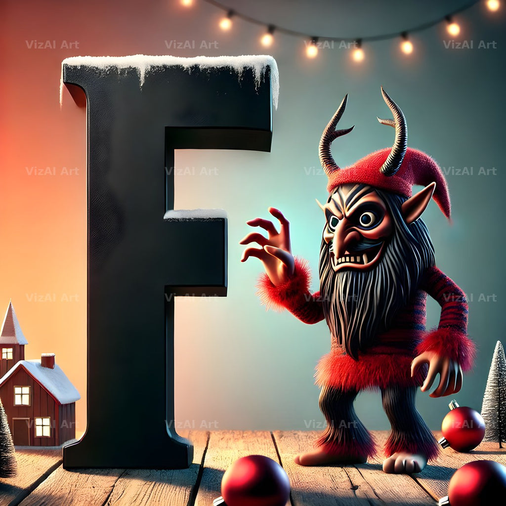 Krampus alphabet letter F