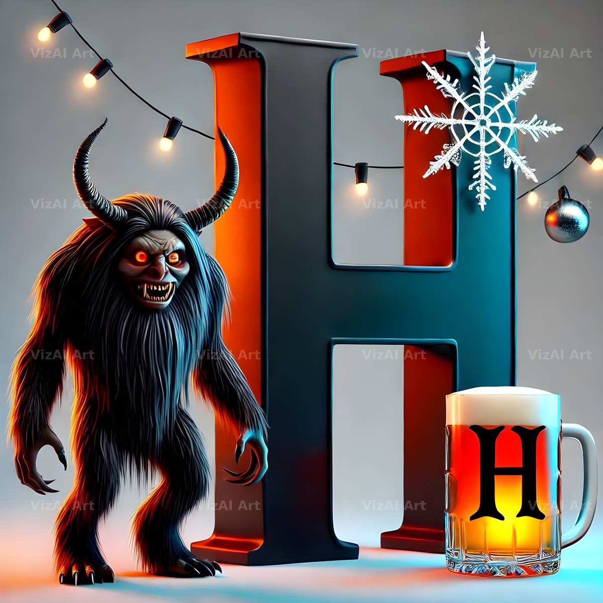 Krampus alphabet letter H