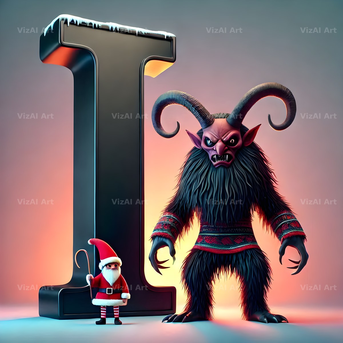 Krampus alphabet letter I