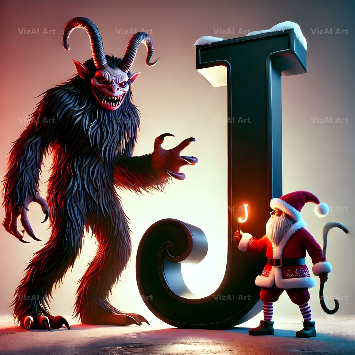 Krampus alphabet letter J