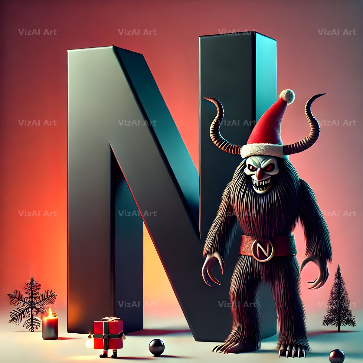Krampus alphabet letter N