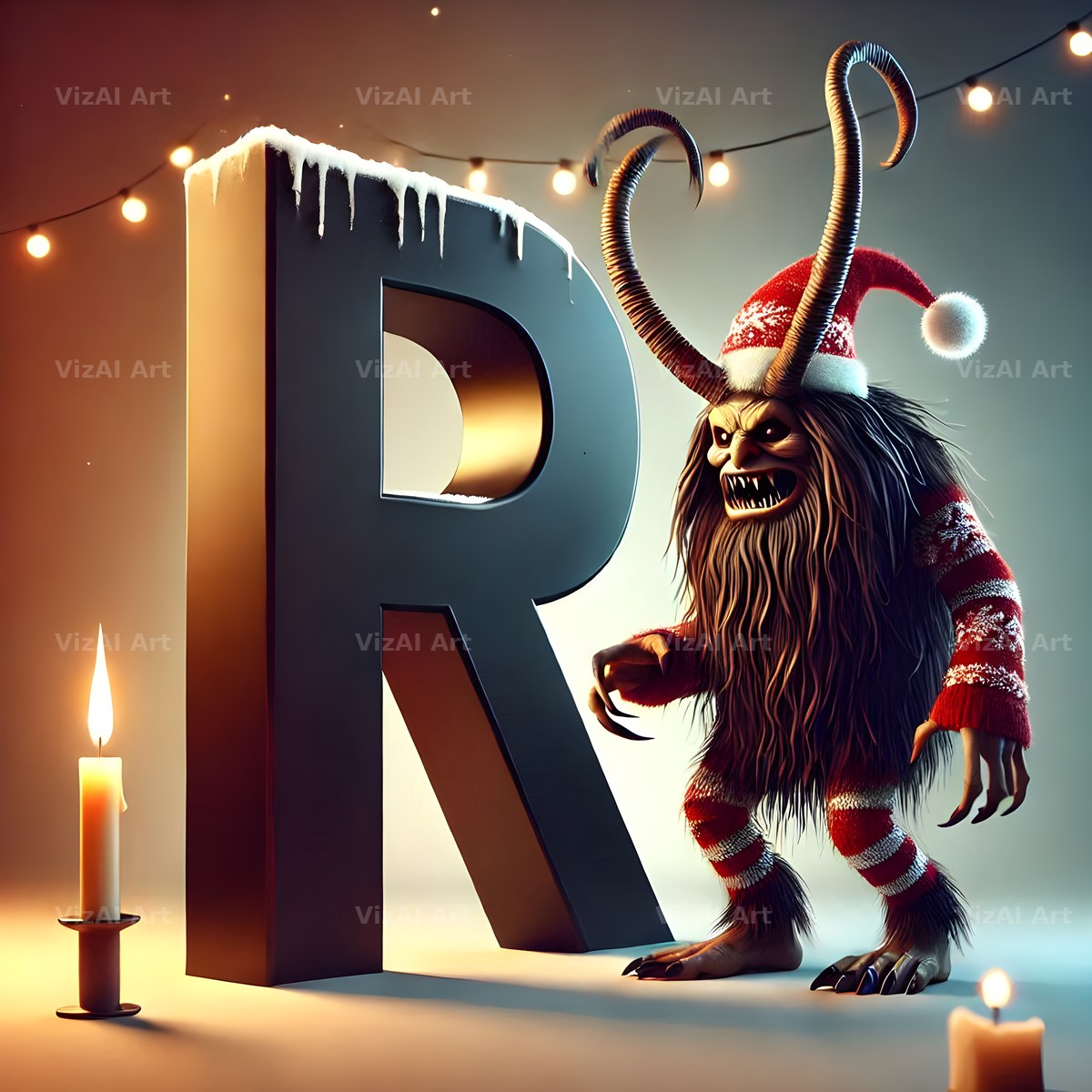 Krampus alphabet letter R