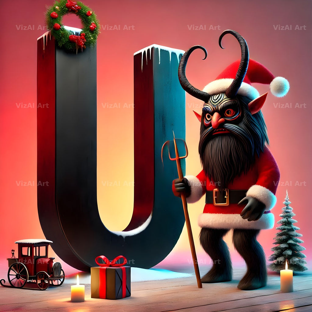 Krampus alphabet letter U
