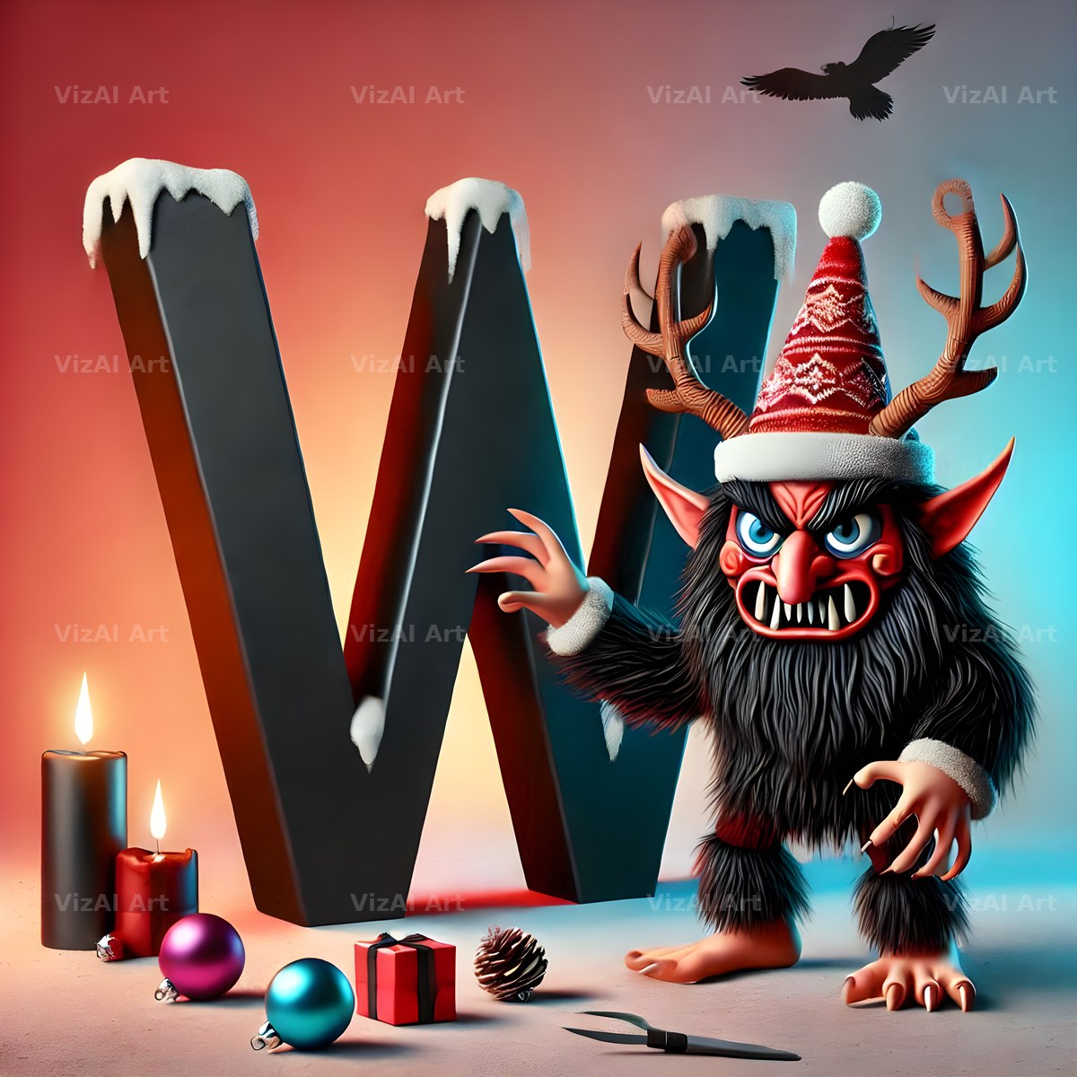 Krampus alphabet letter W