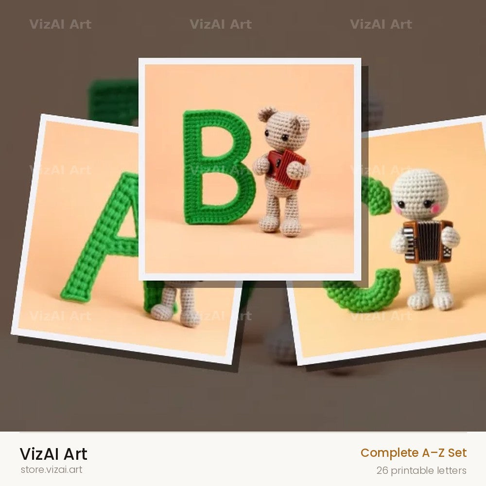 Knitted Wool Toy alphabet — choose an individual printable letter