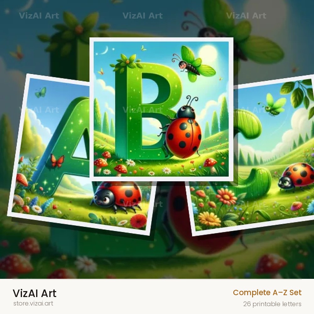 Ladybird Meadow Day alphabet — choose an individual printable letter