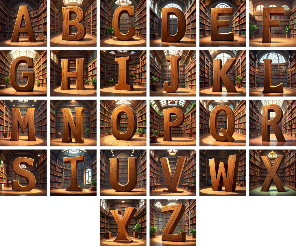 Library Alphabet — choose your individual printable letter A to Z