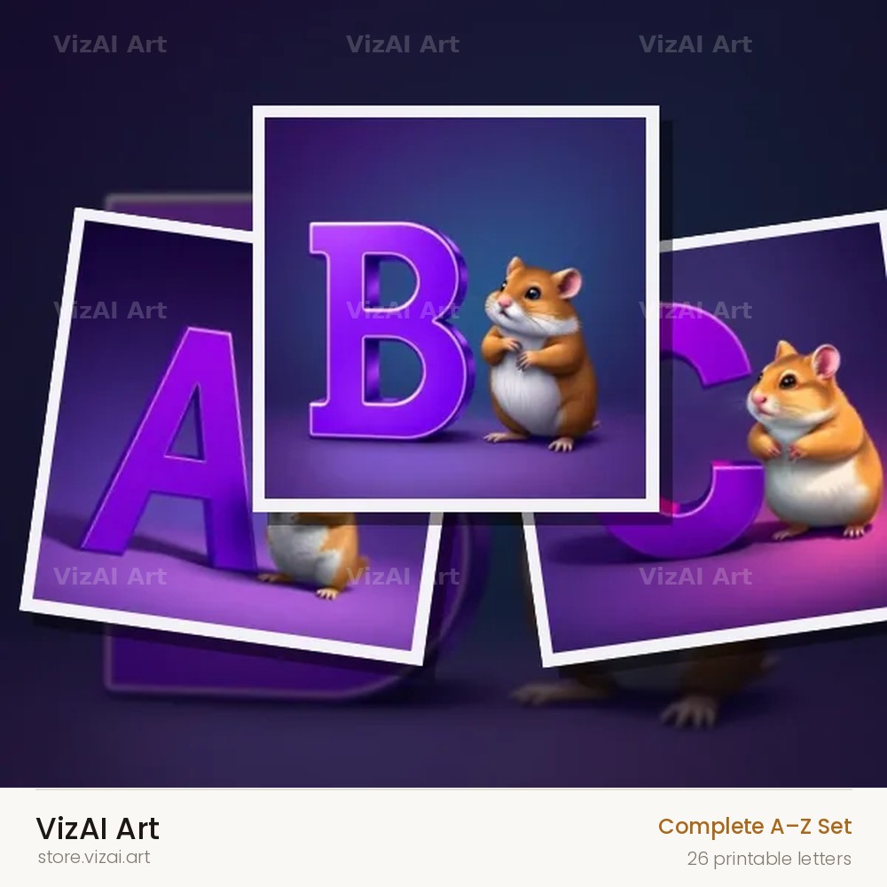 Little Hamster alphabet — choose an individual printable letter