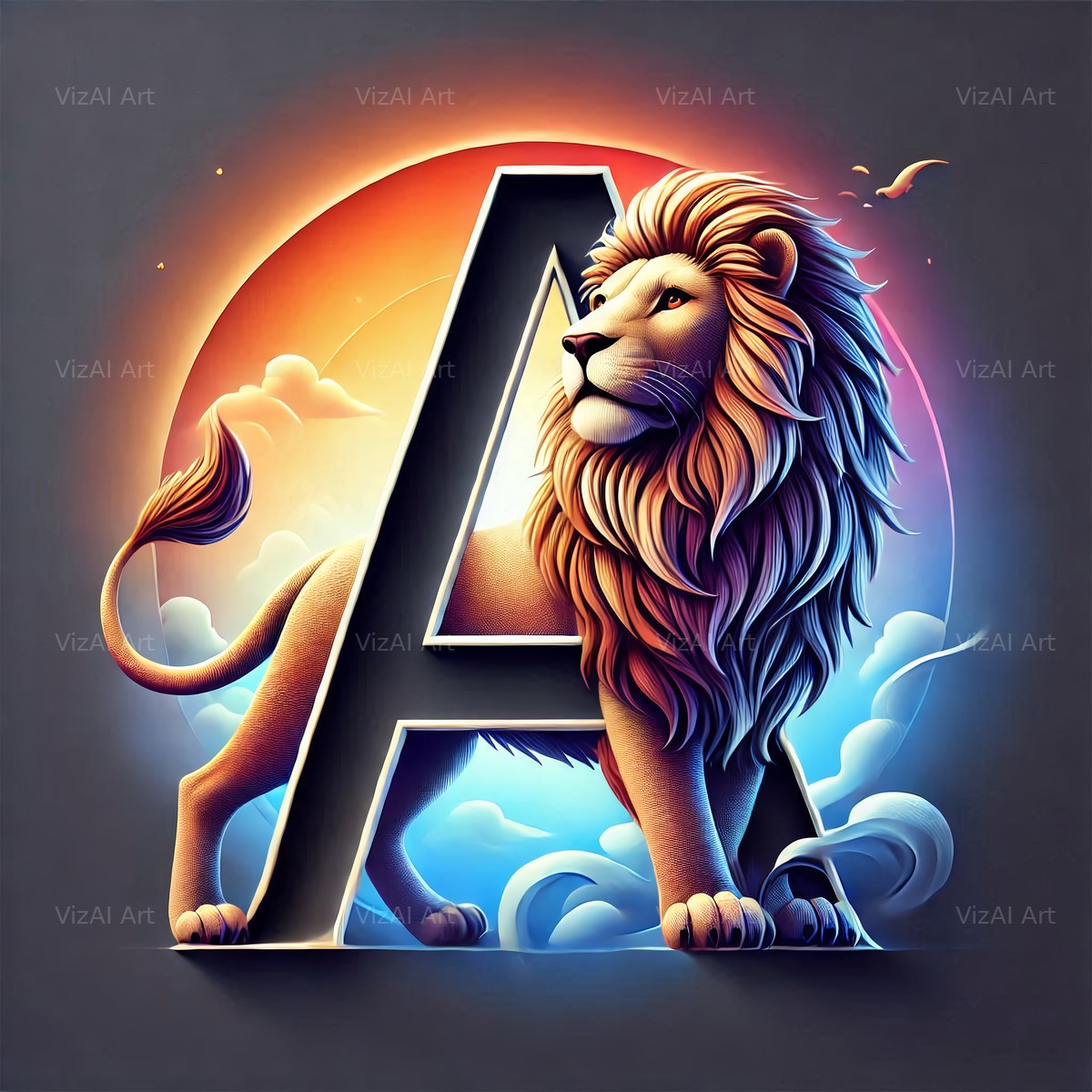 Lion alphabet letter A