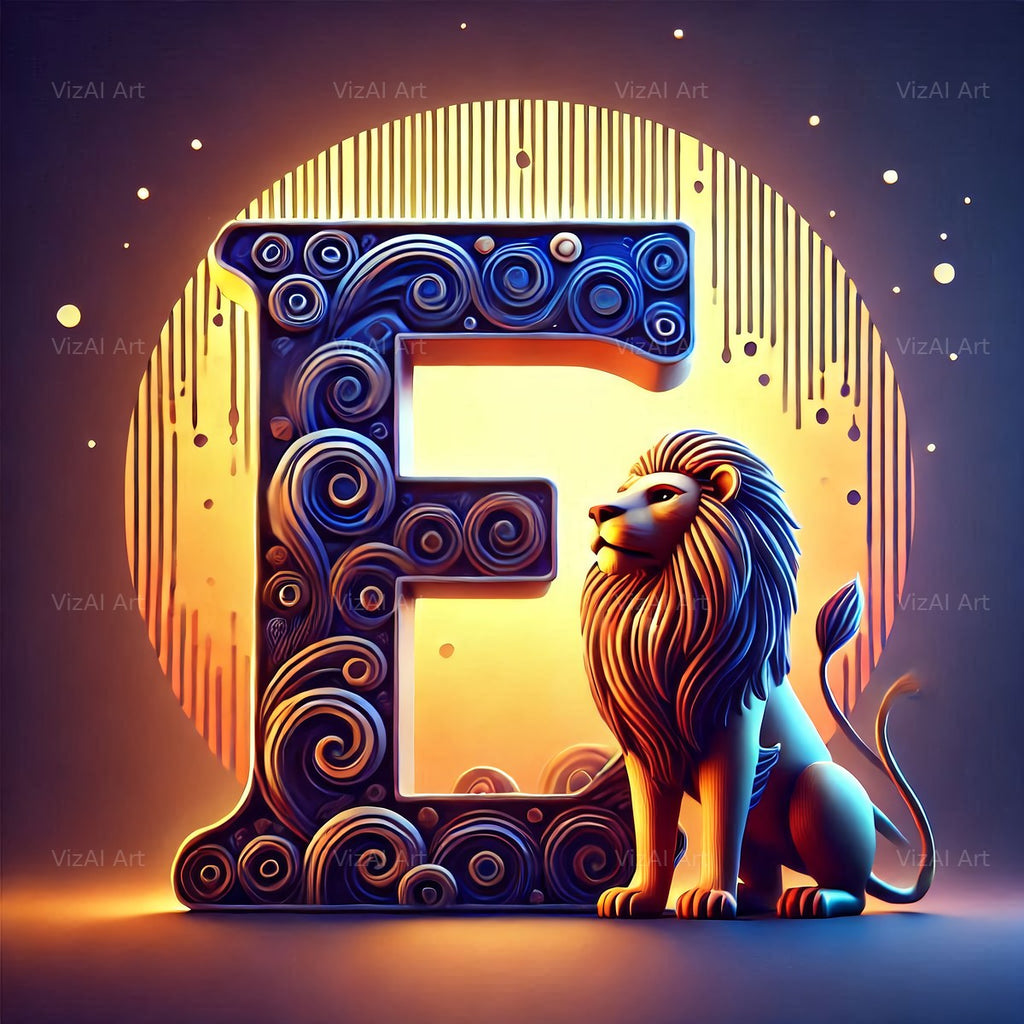 Lion alphabet letter E