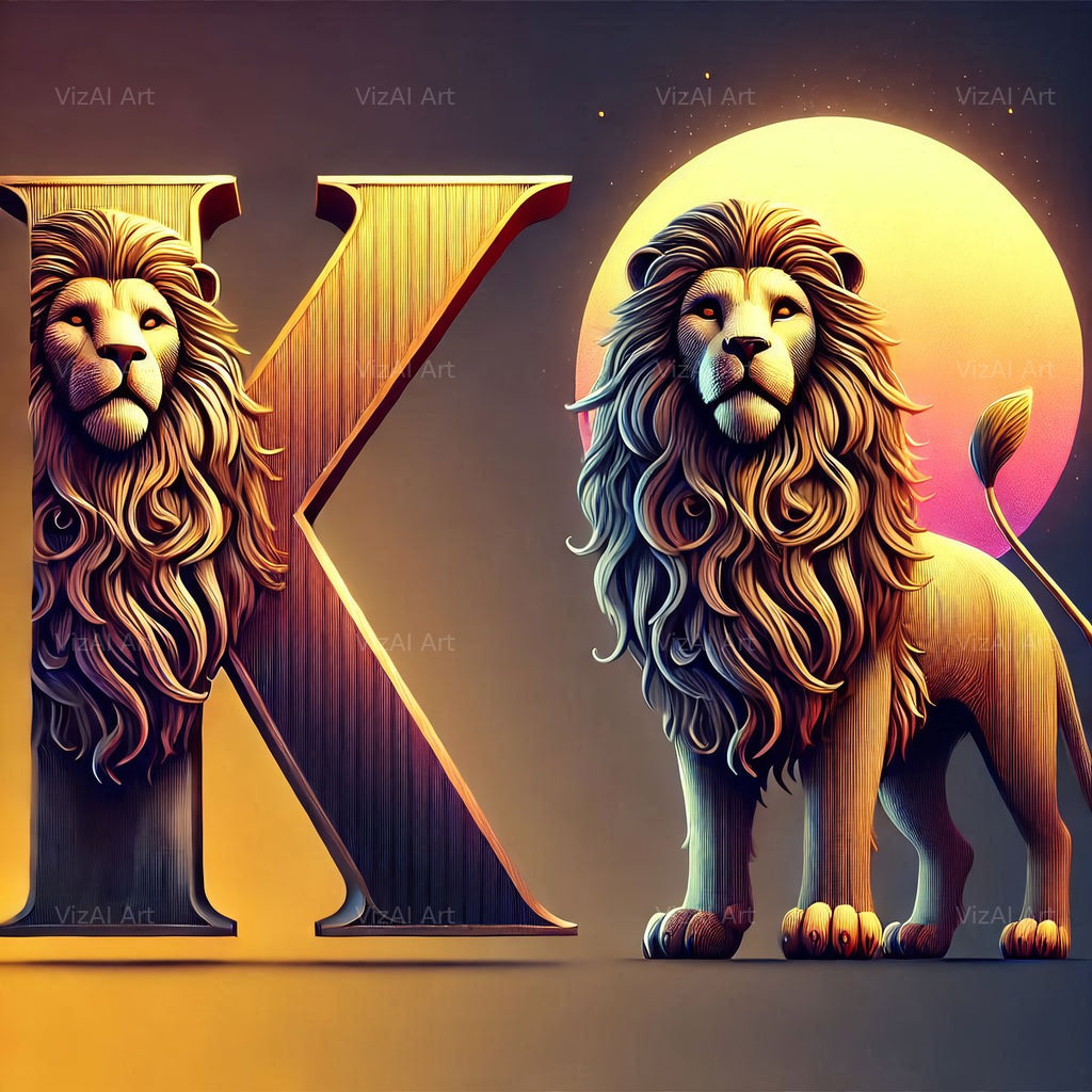 Lion alphabet letter K