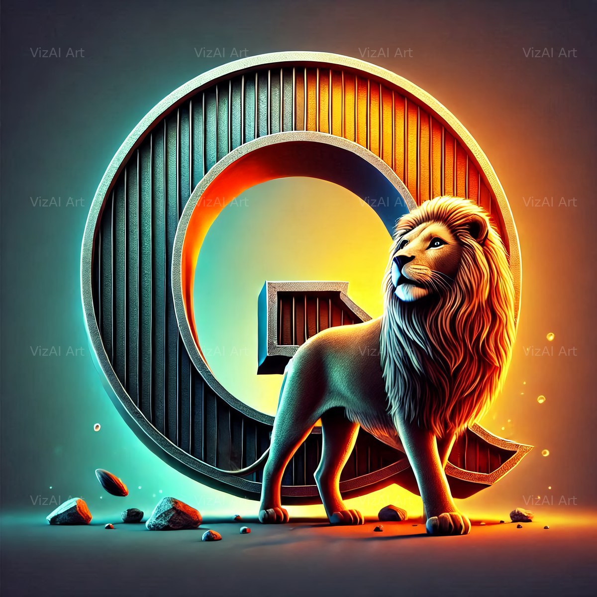 Lion alphabet letter Q