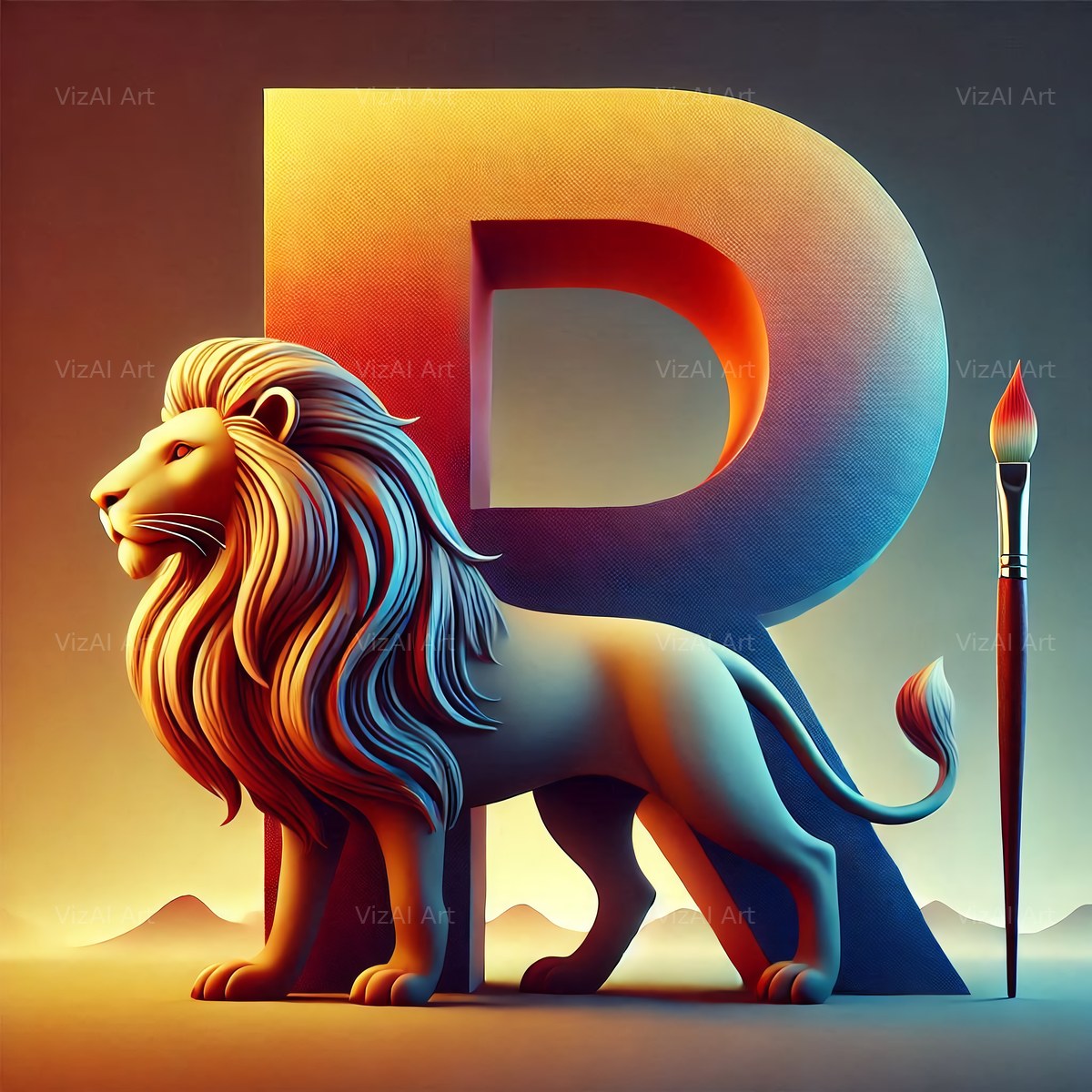 Lion alphabet letter R