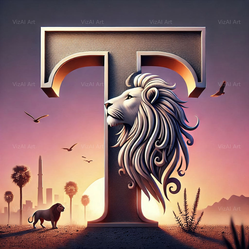 Lion alphabet letter T