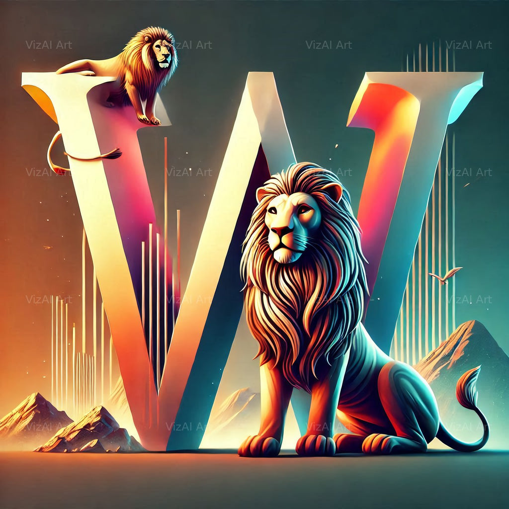 Lion alphabet letter W
