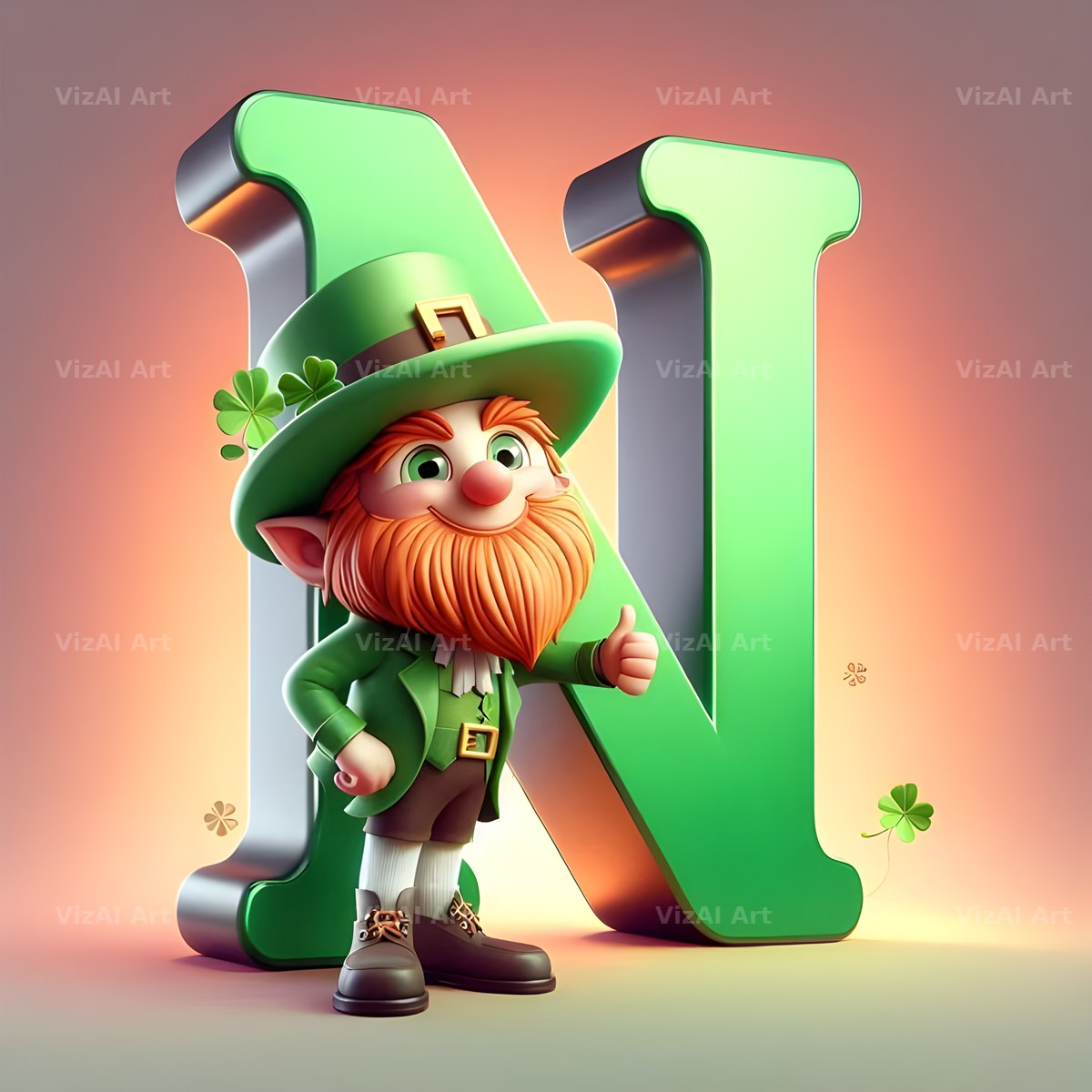 Leprechaun alphabet letter N