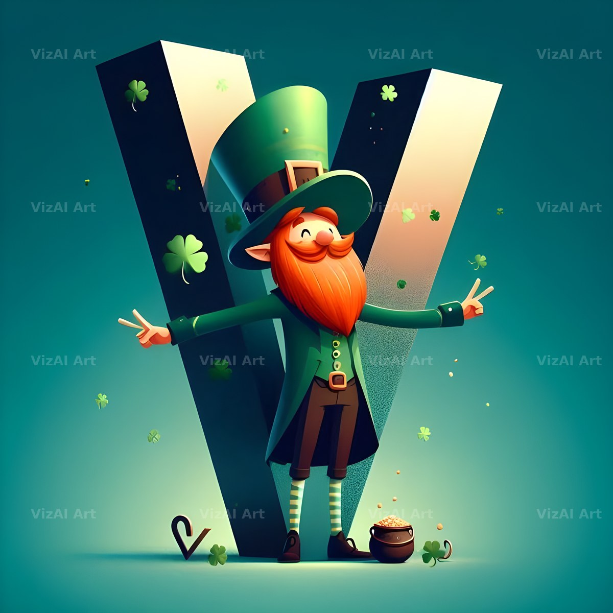 Leprechaun alphabet letter V