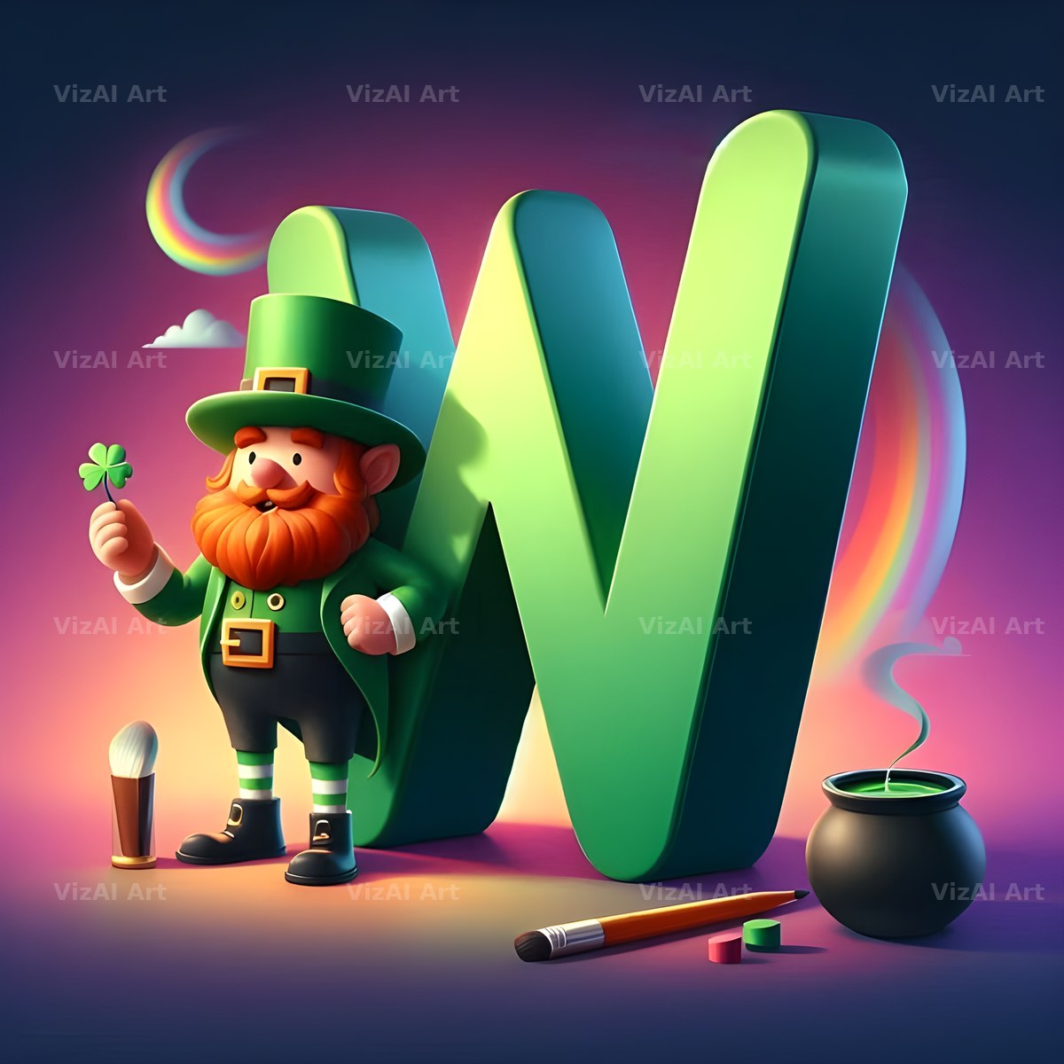 Leprechaun alphabet letter W