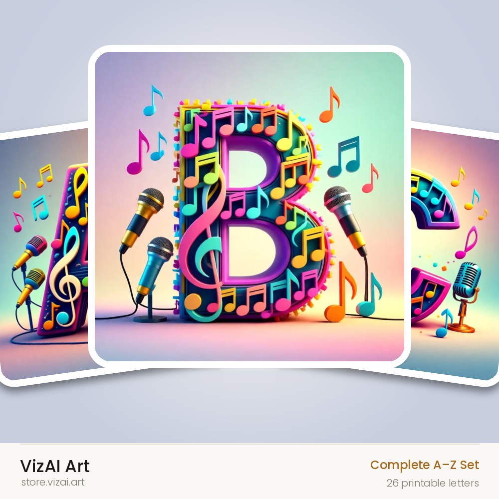 VizAI Art — complete A–Z printable alphabet set