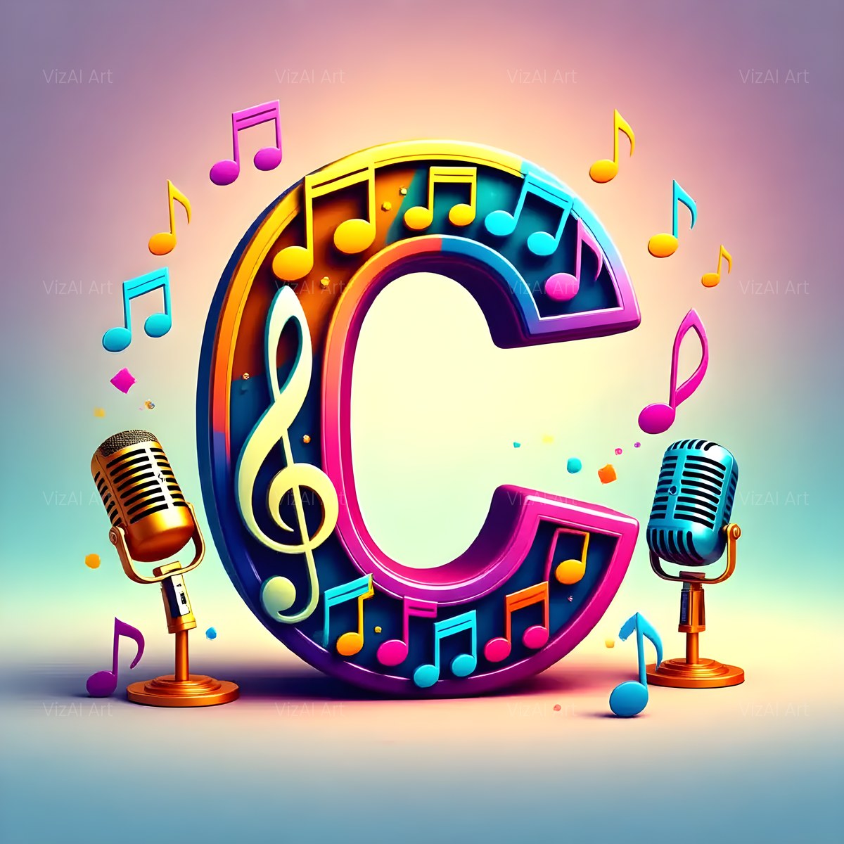 Colored Microphones alphabet — printable letter C