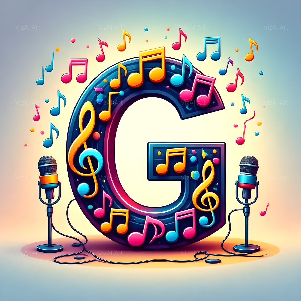 Colored Microphones alphabet — printable letter G