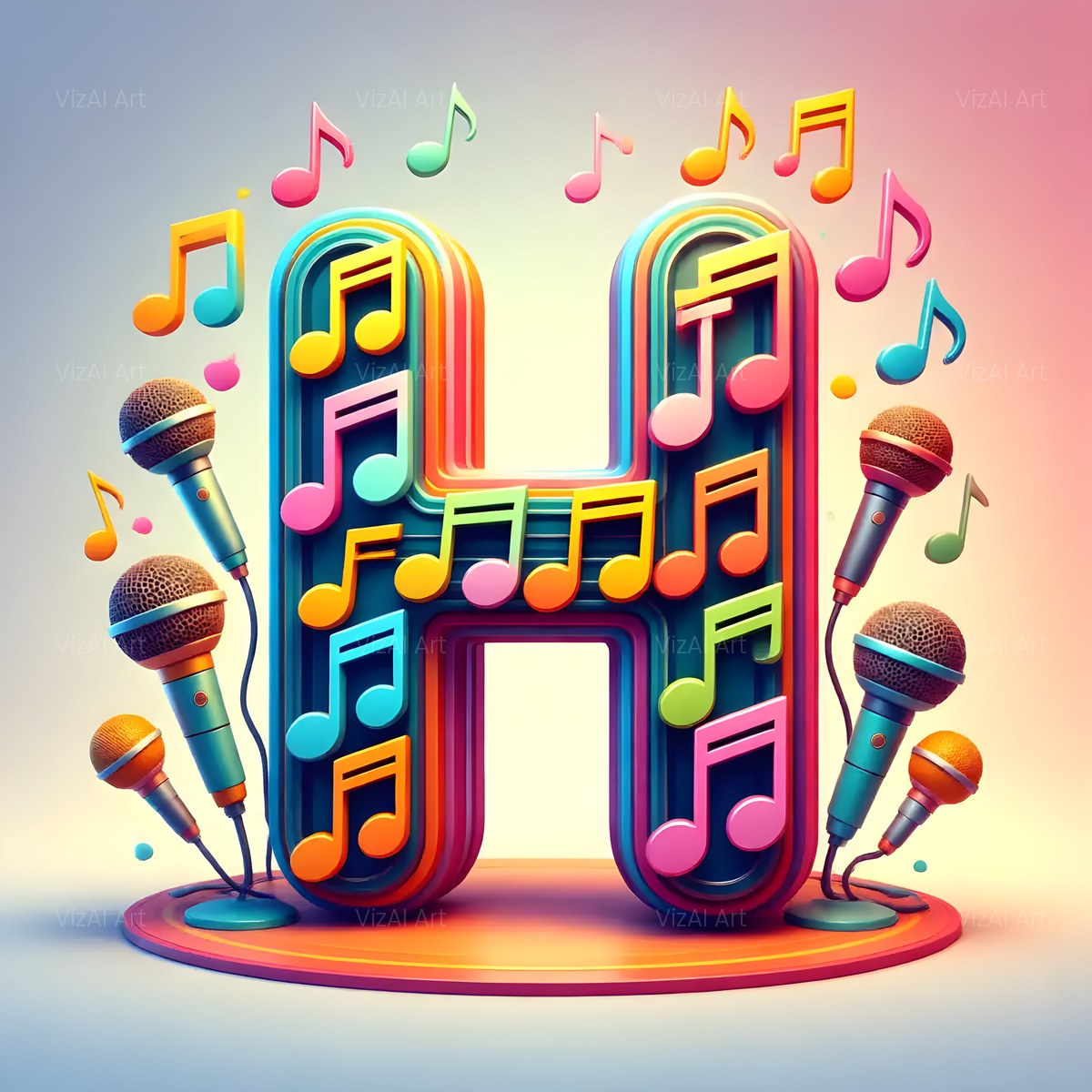 Colored Microphones alphabet — printable letter H