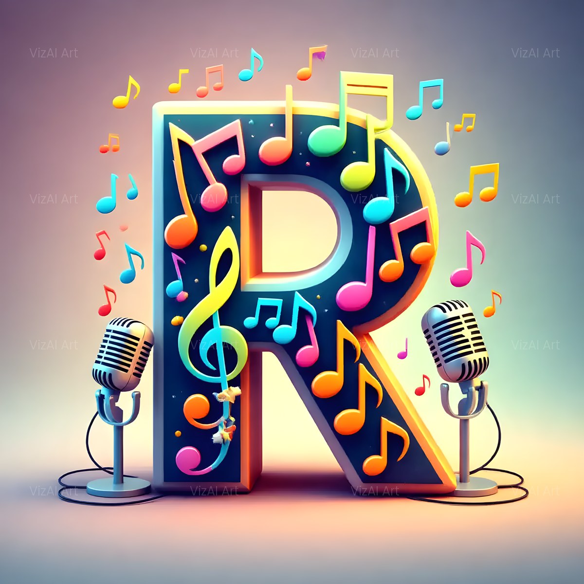 Colored Microphones alphabet — printable letter R
