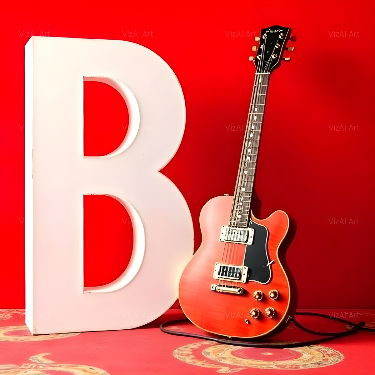 Electric Guitar Red alphabet — printable letter B