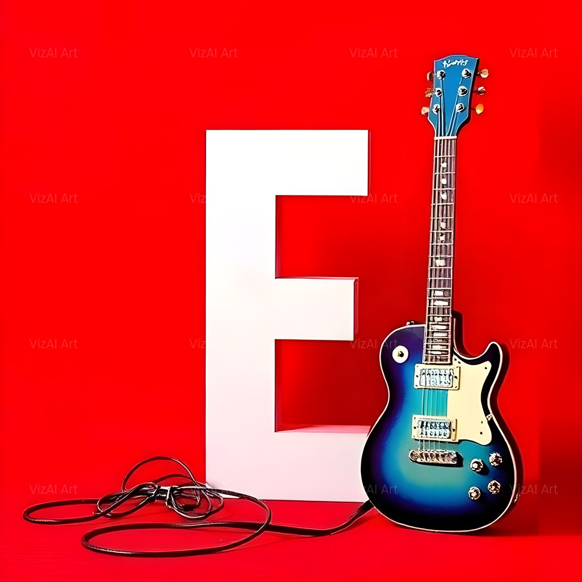 Electric Guitar Red alphabet — printable letter E
