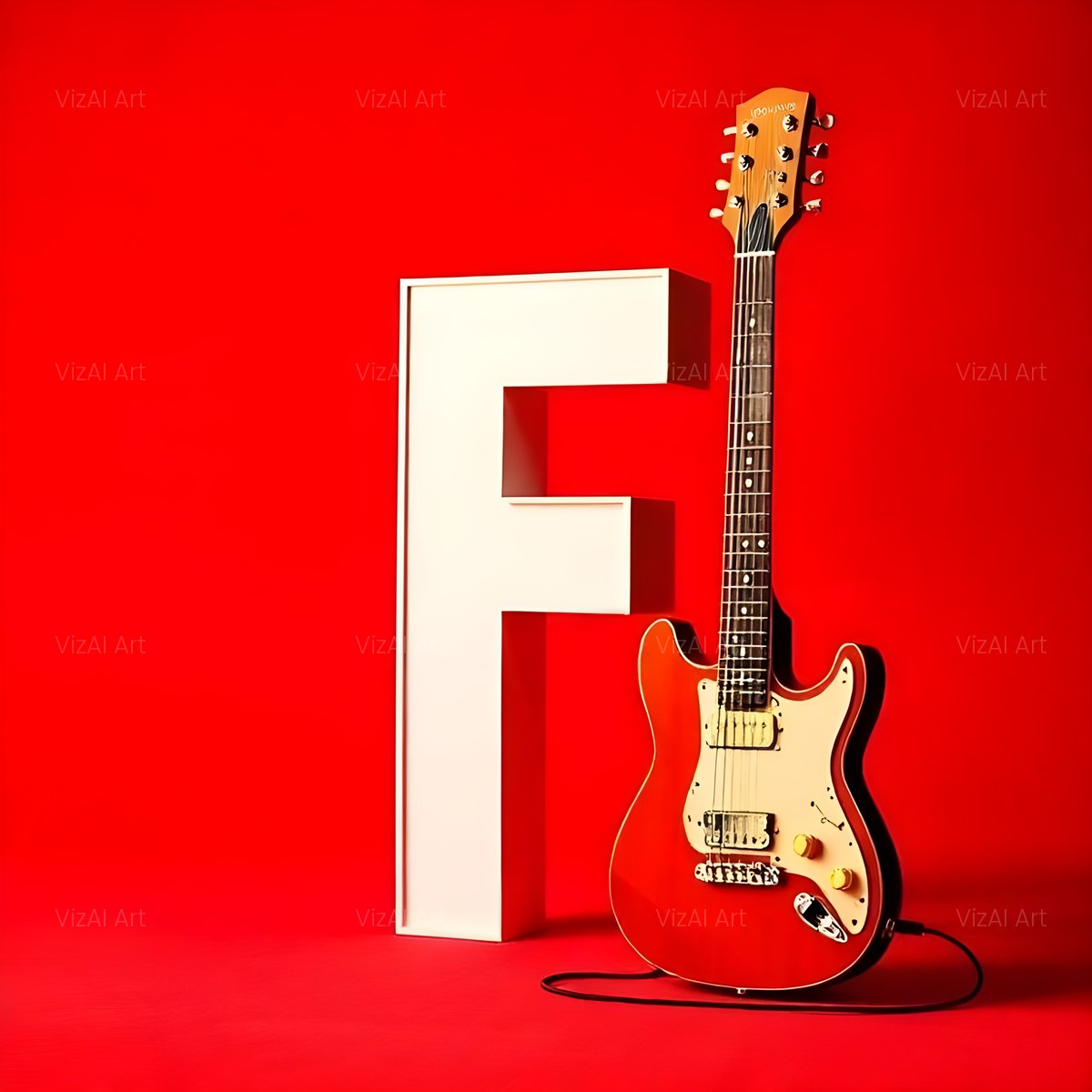 Electric Guitar Red alphabet — printable letter F