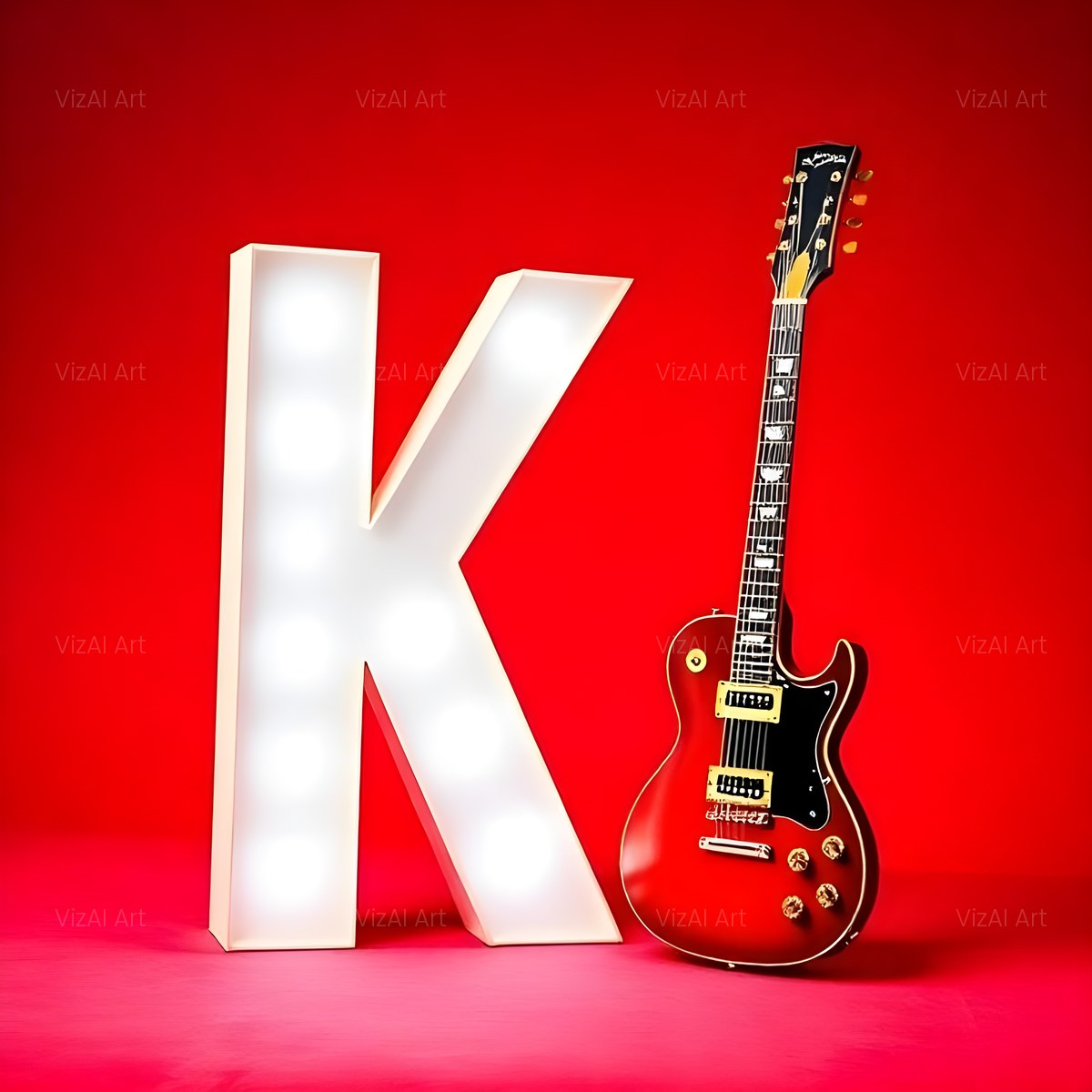 Electric Guitar Red alphabet — printable letter K