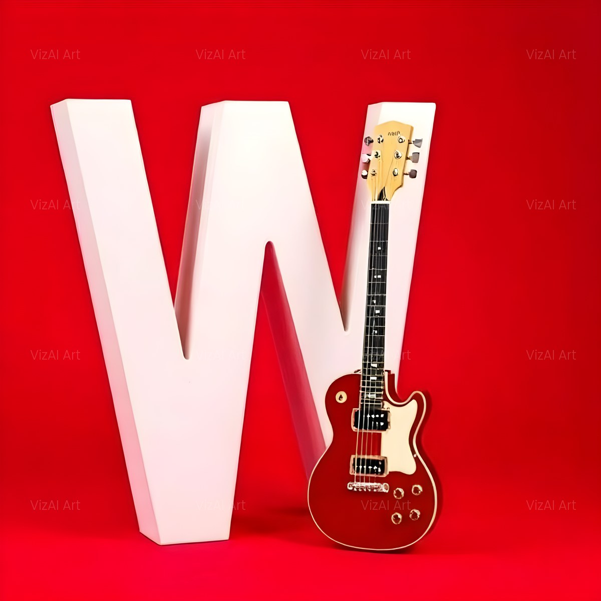 Electric Guitar Red alphabet — printable letter W