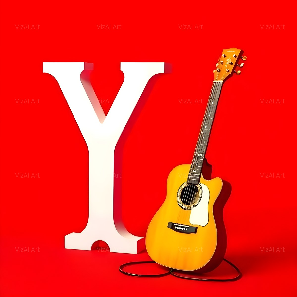 Electric Guitar Red alphabet — printable letter Y