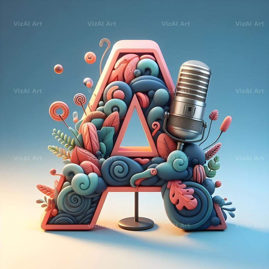 Vintage Microphone alphabet letter A