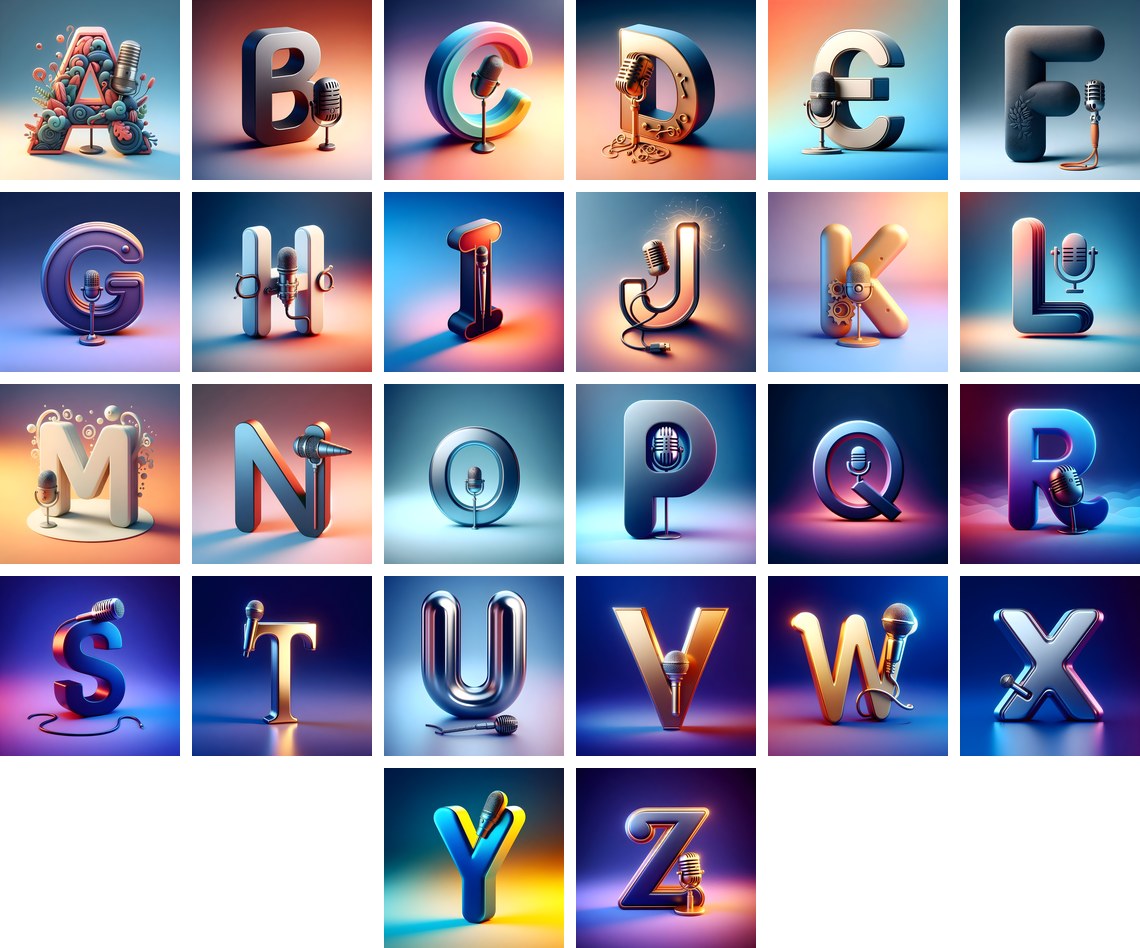 Vintage Microphone Alphabet — choose your individual printable letter A to Z
