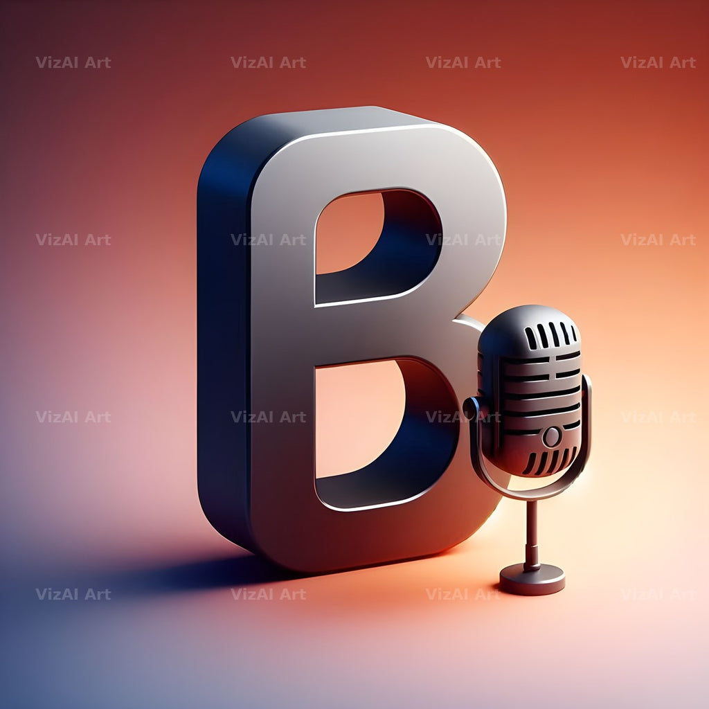 Vintage Microphone alphabet letter B