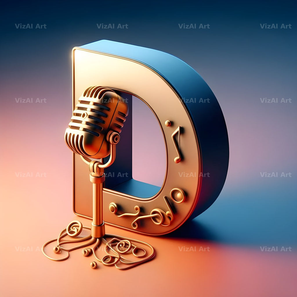 Vintage Microphone alphabet letter D