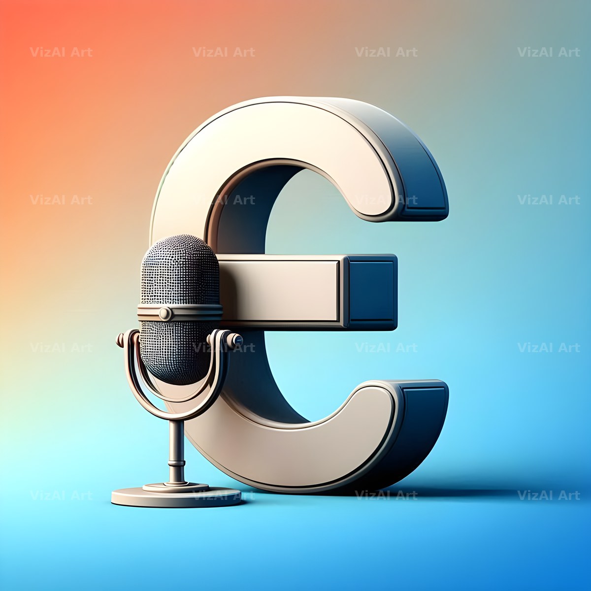 Vintage Microphone alphabet letter E