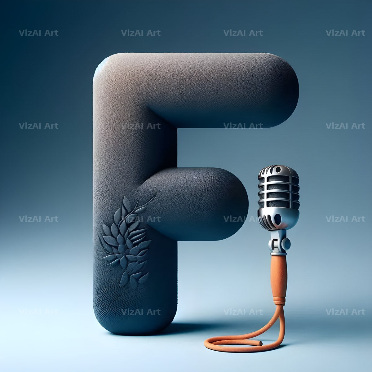 Vintage Microphone alphabet letter F