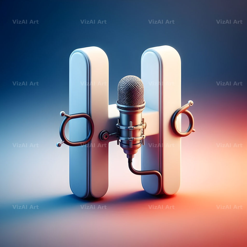 Vintage Microphone alphabet letter H