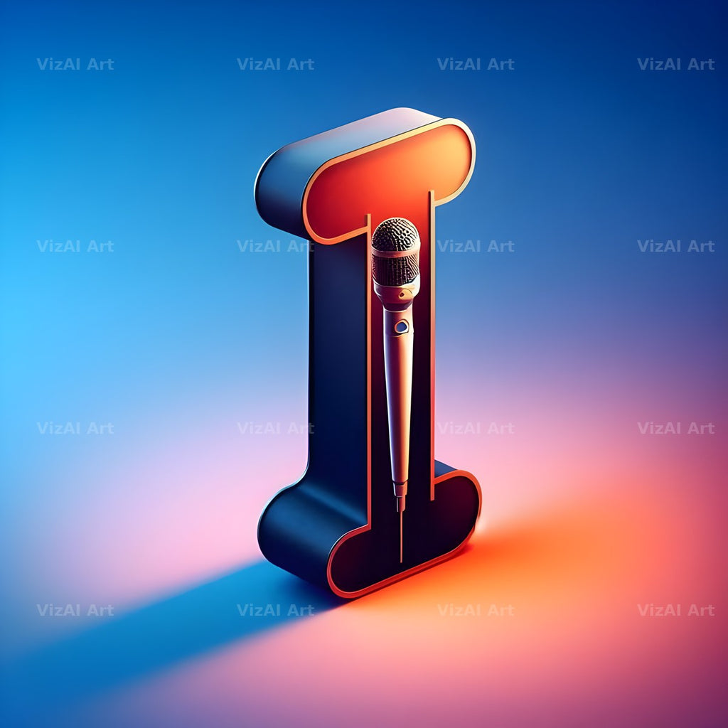 Vintage Microphone alphabet letter I