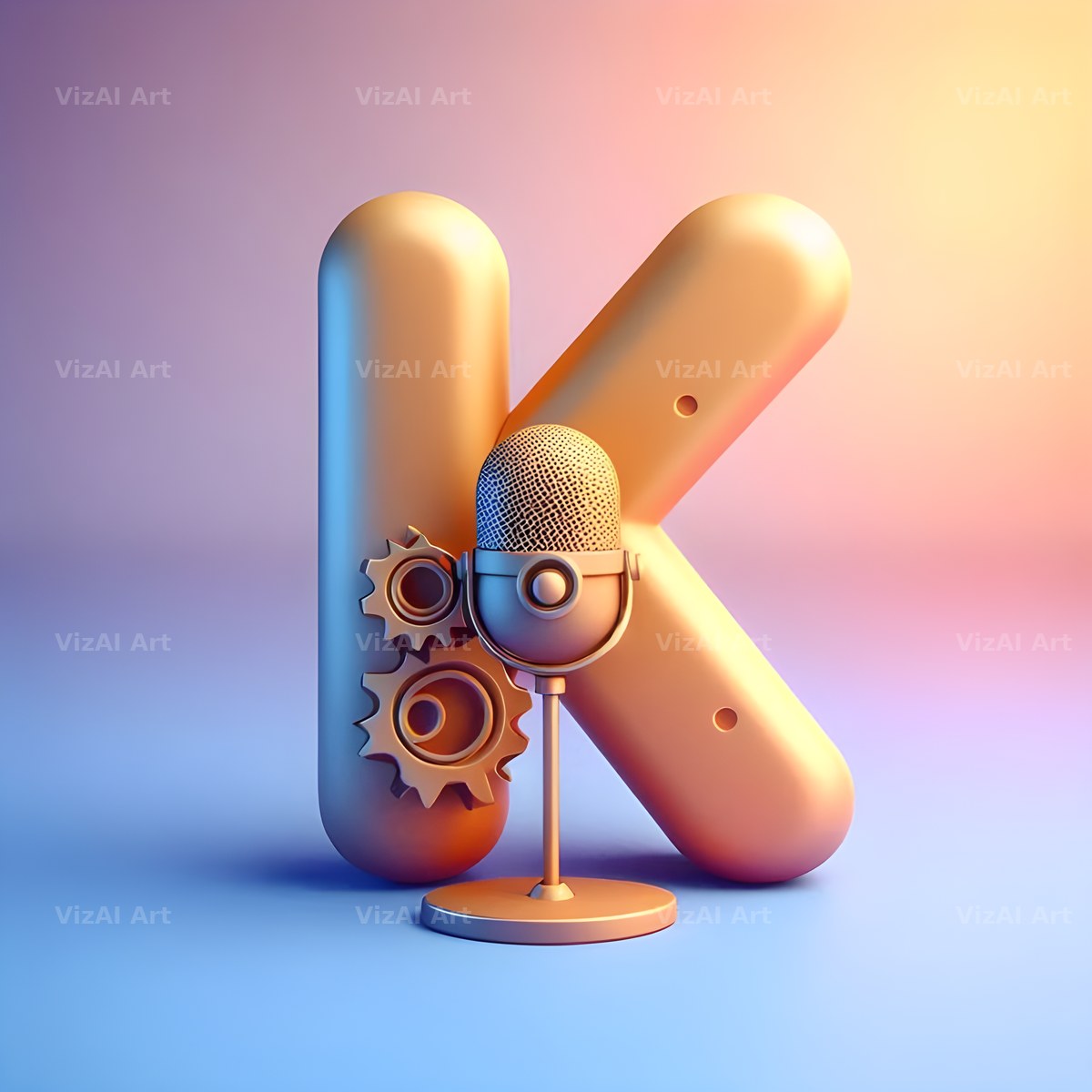 Vintage Microphone alphabet letter K