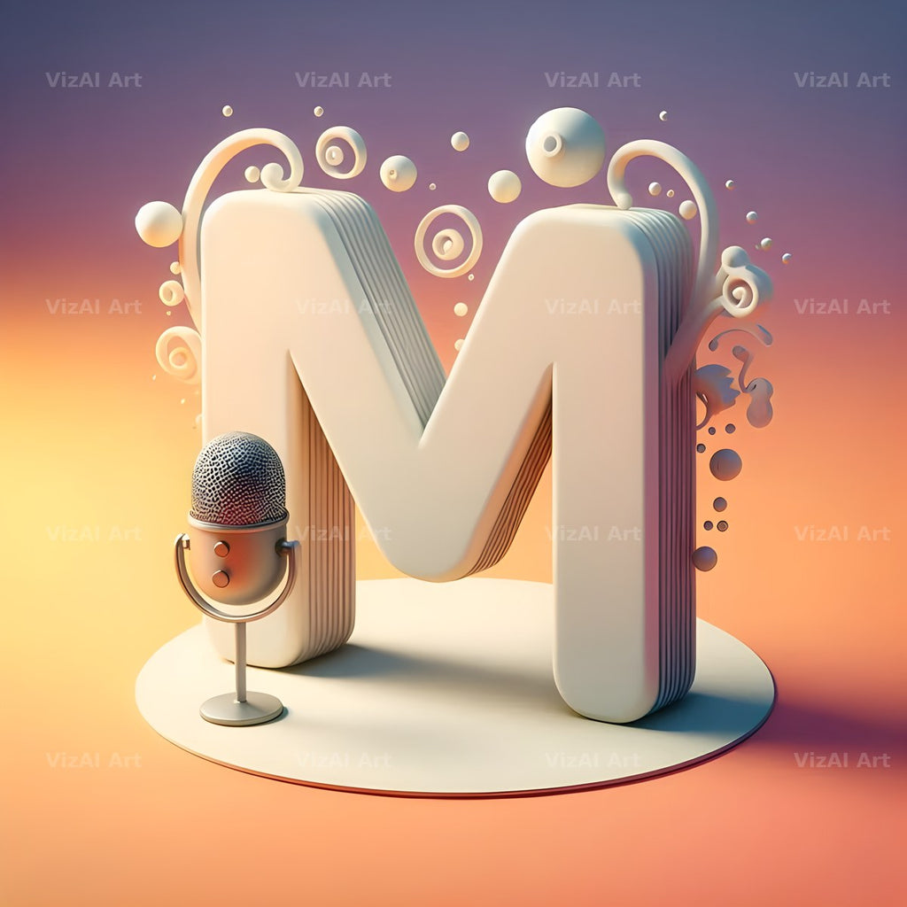 Vintage Microphone alphabet letter M