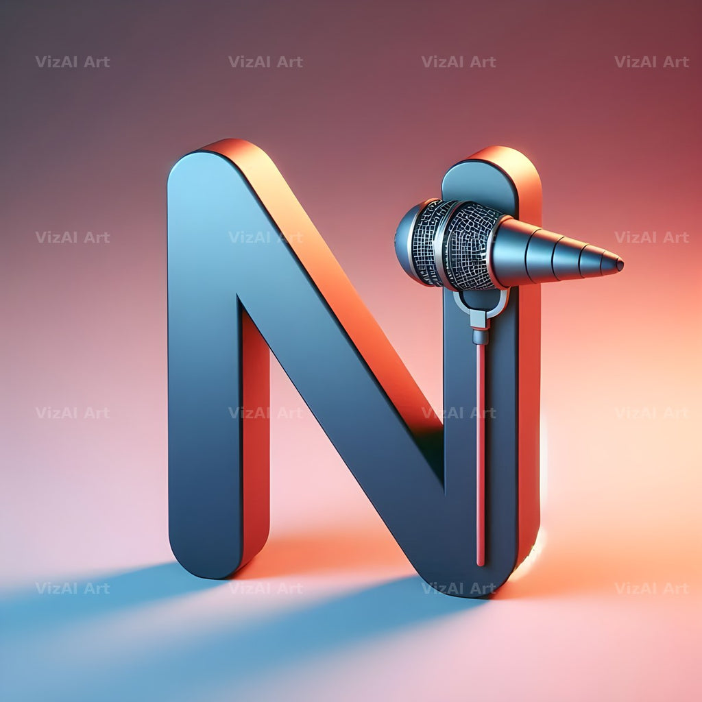 Vintage Microphone alphabet letter N