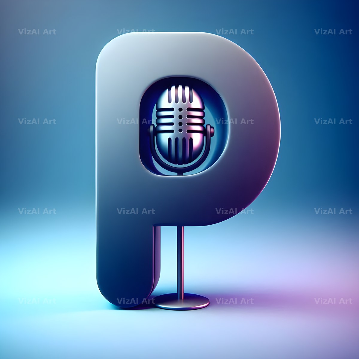 Vintage Microphone alphabet letter P