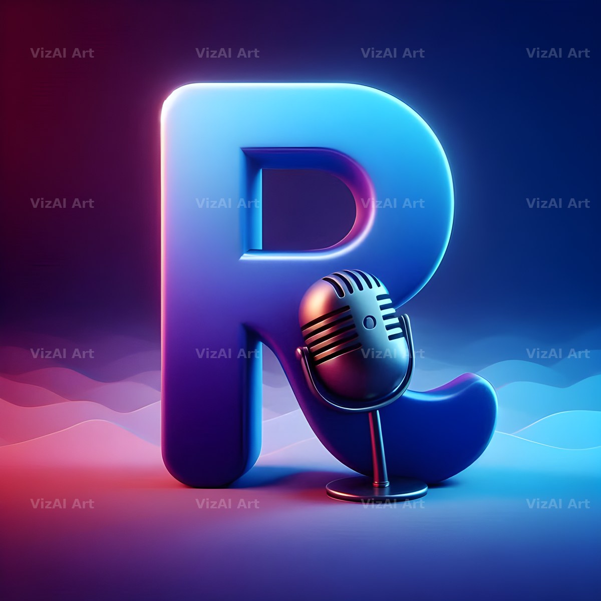 Vintage Microphone alphabet letter R