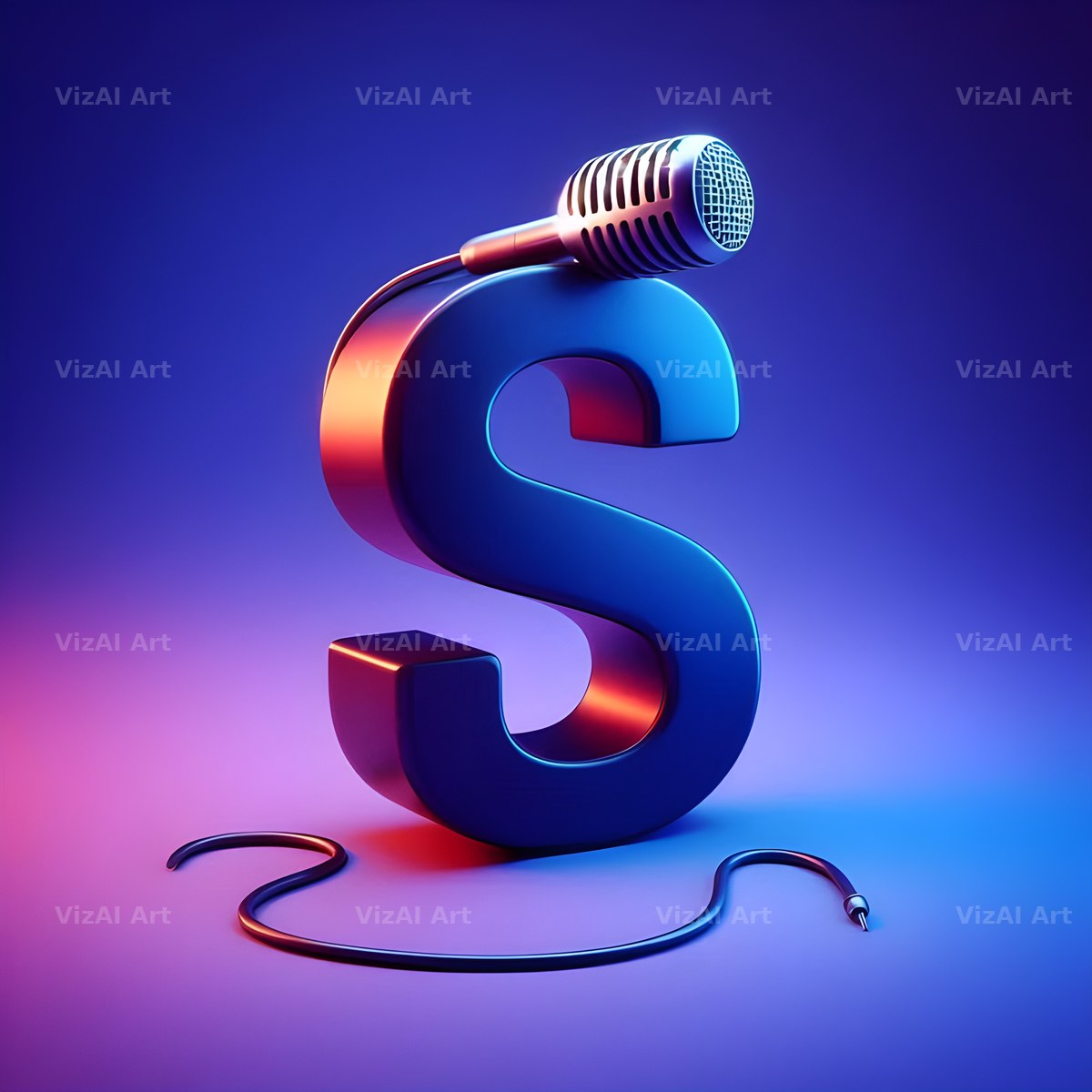 Vintage Microphone alphabet letter S