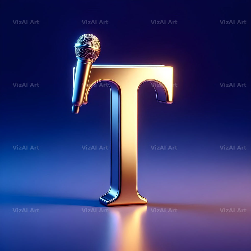 Vintage Microphone alphabet letter T